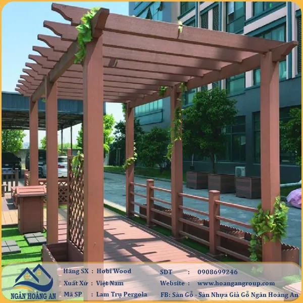 Lam Trụ Pergola Giàn Hoa Ngoài Trời Hobi Wood HB100 C100 Oka Brown